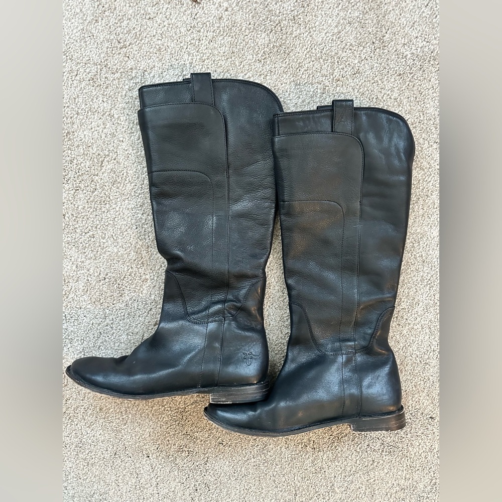Frye Paige Tall Riding Boot Black Double Panels Womens Size 8 B